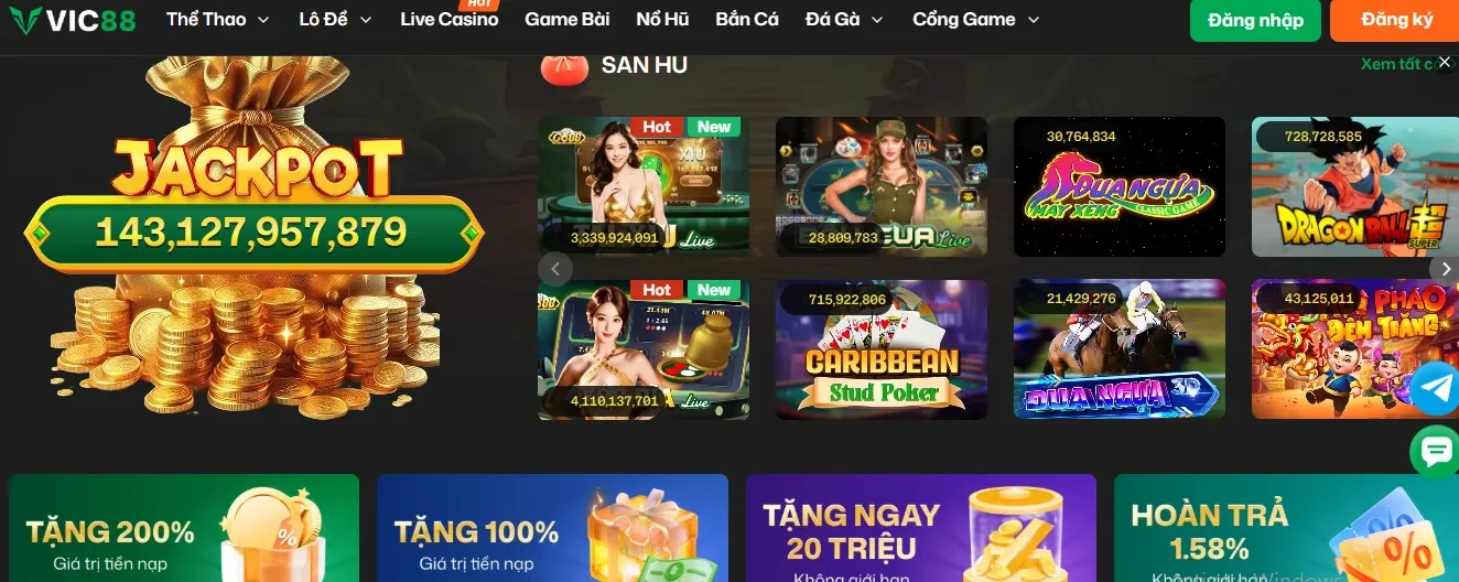 Nhiều chương trình sự kiện khuyến mãi cho người chơi tại Vic88